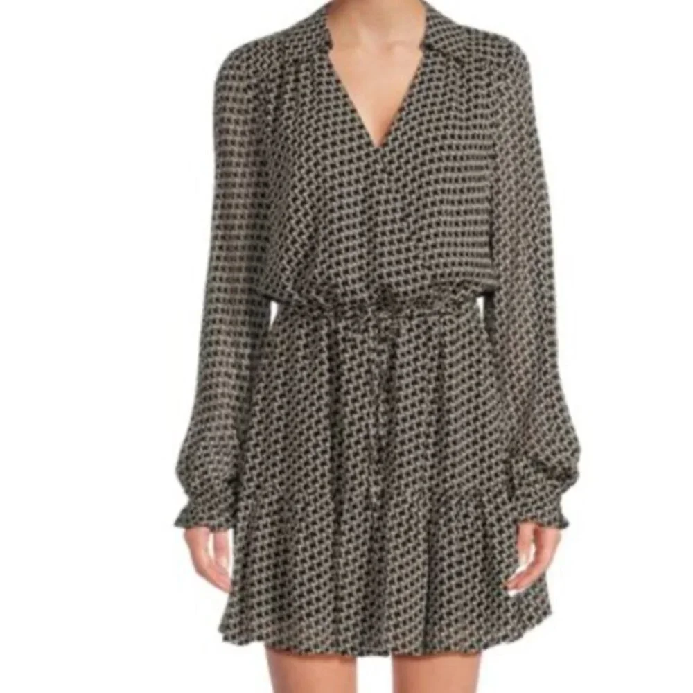 Anthropologie PAIGE Silk Lizabeta Dress Long sleeve houndstooth Small - Picture 2 of 3